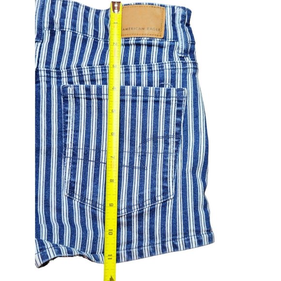 American Eagle Next Level Stretch Shorts Size 2 Blue White High Rise 5 Pocket - Picture 5 of 10